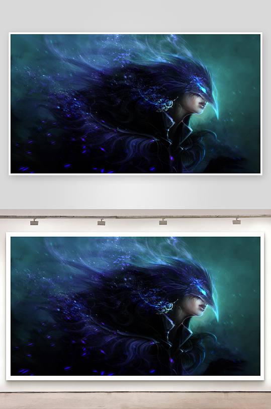 神秘人物长发飘逸光影流动-众图网