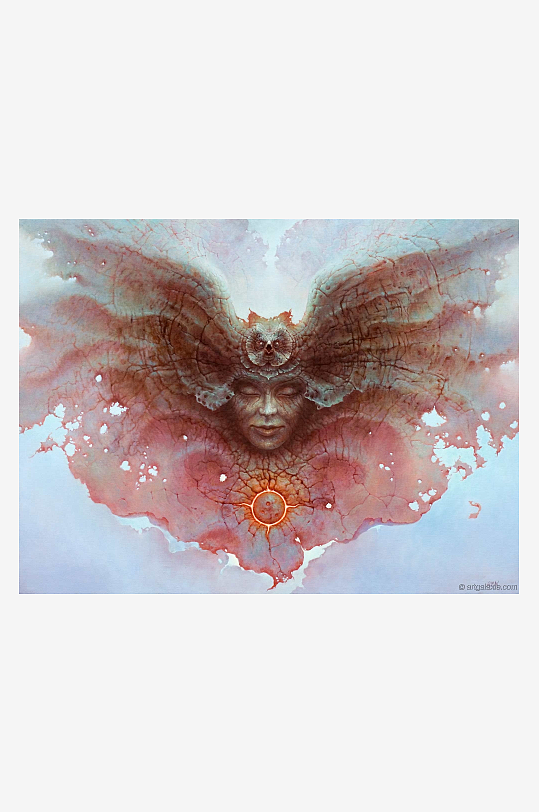 神秘人脸与翅膀的艺术画-众图网
