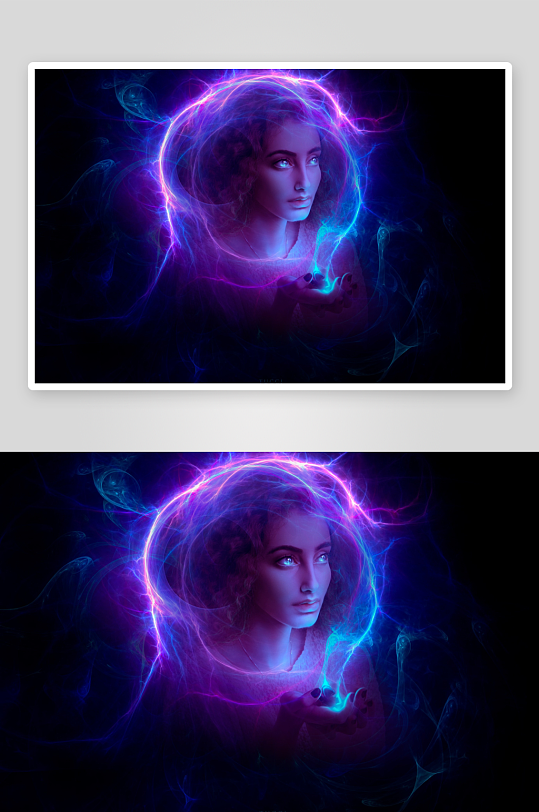 神秘光球环绕的女性肖像-众图网