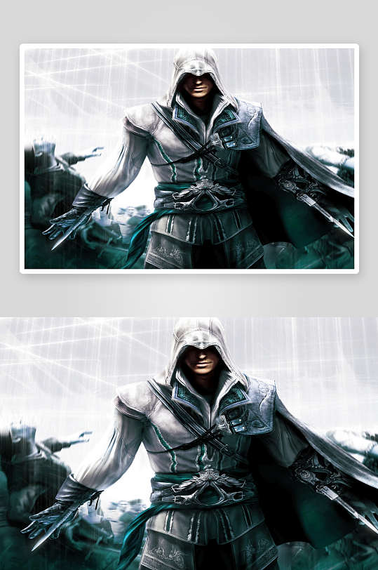 神秘刺客身披斗篷手持利刃-众图网