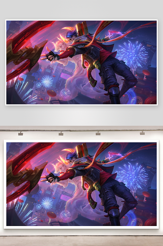 炫彩烟花下的奇幻战斗场景-众图网