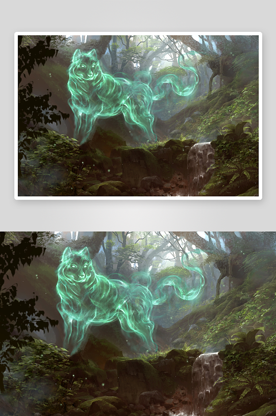 神秘发光狼幽居森林-众图网