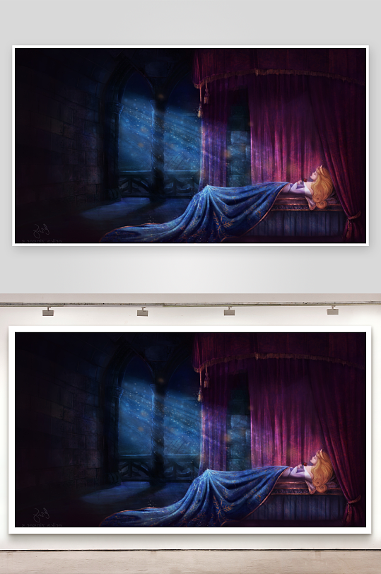 神秘古堡中蓝袍女子安睡-众图网