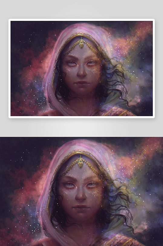 神秘女子头戴星纱面纱-众图网