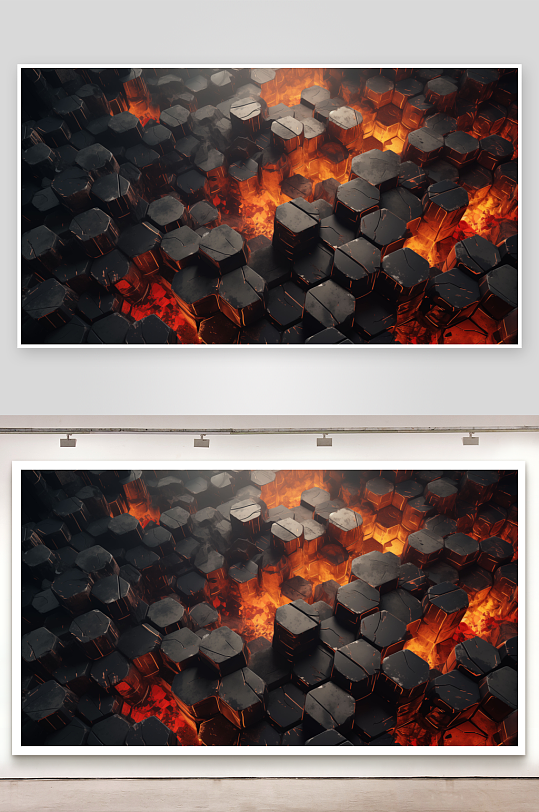 熔岩流动中的六边形石块-众图网