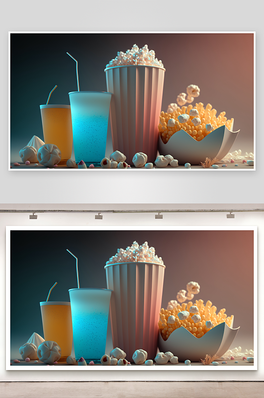 爆米花与饮料静物组合-众图网