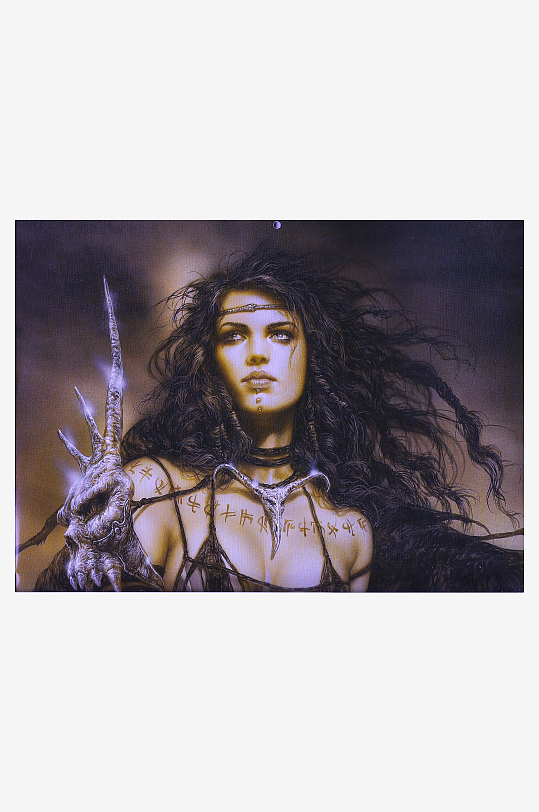 神秘女子手持尖刺骷髅手-众图网