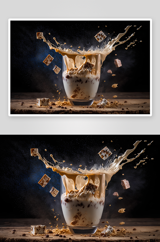 牛奶巧克力飞溅杯中甜点-众图网