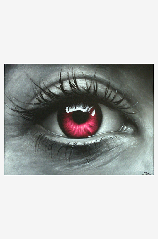 特写红瞳眼睛艺术画-众图网