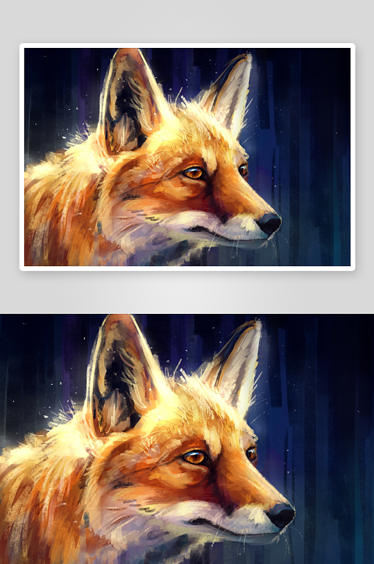 狐狸侧脸特写艺术画-众图网