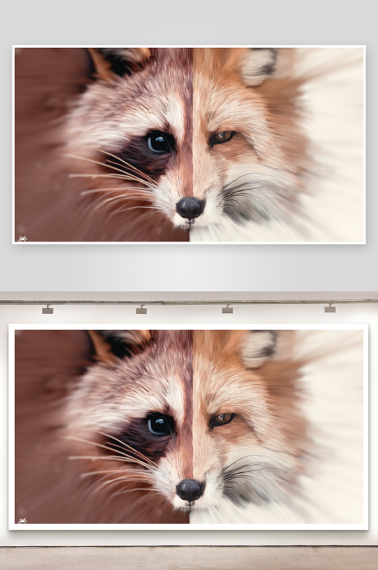 狐狸双面艺术肖像特写-众图网