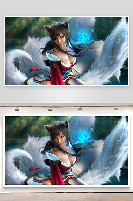 狐耳少女施展蓝色魔法-众图网