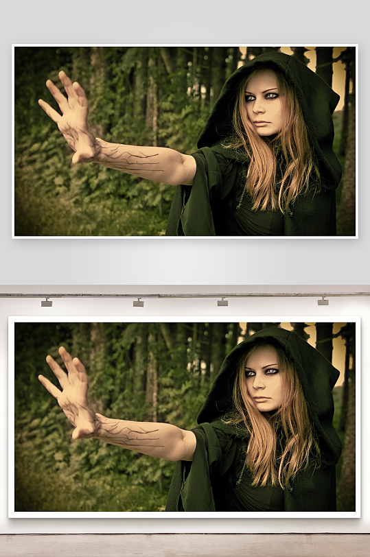 神秘女子森林施法-众图网