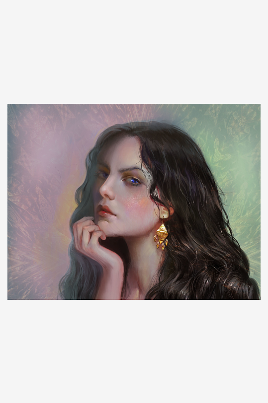 神秘女子肖像画艺术作品-众图网