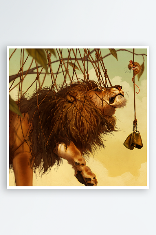 狮子被困网中老鼠旁观-众图网