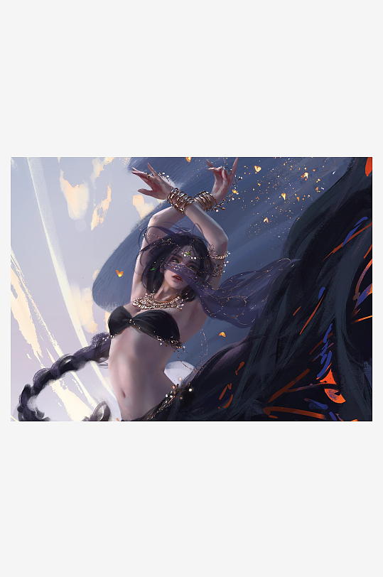 神秘女子舞动身姿展现艺术之美-众图网