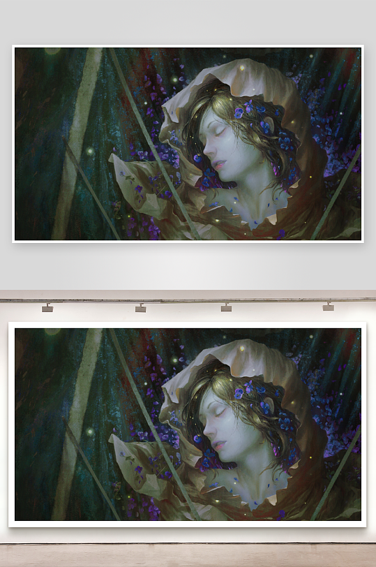 神秘女子花丛中沉睡-众图网