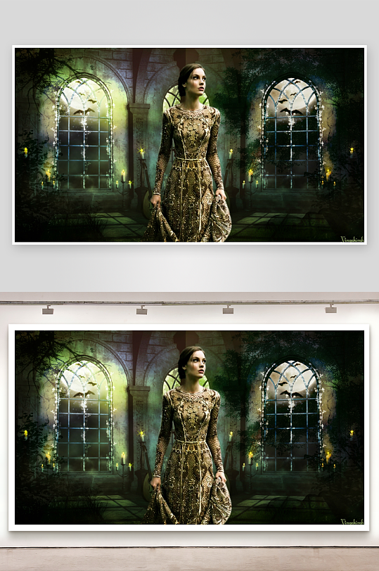 神秘女子身着华丽古装伫立-众图网