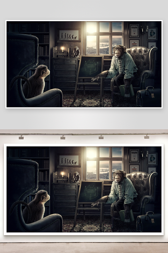 猩猩办公室开会场景-众图网