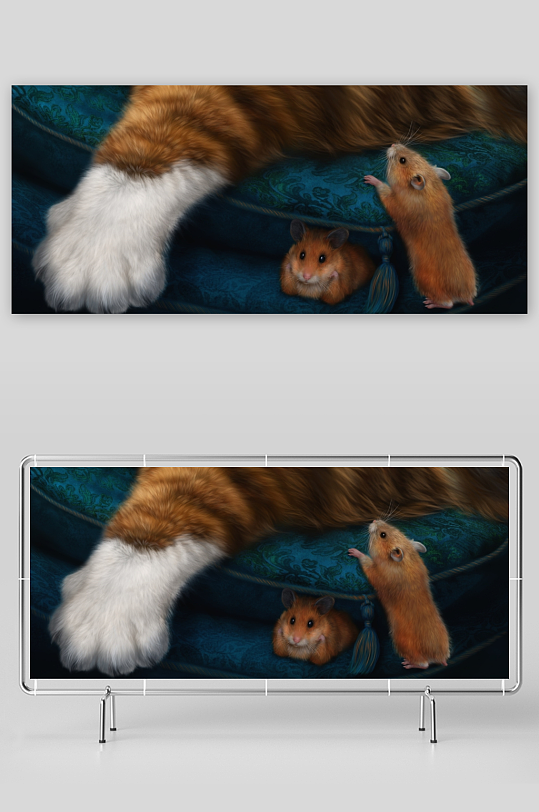 猫咪与仓鼠同框萌态-众图网