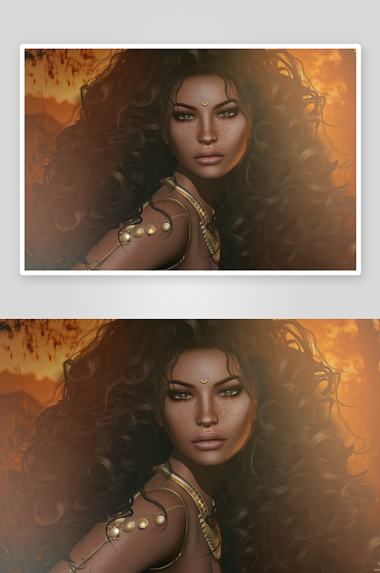 神秘女子金色饰品肖像-众图网