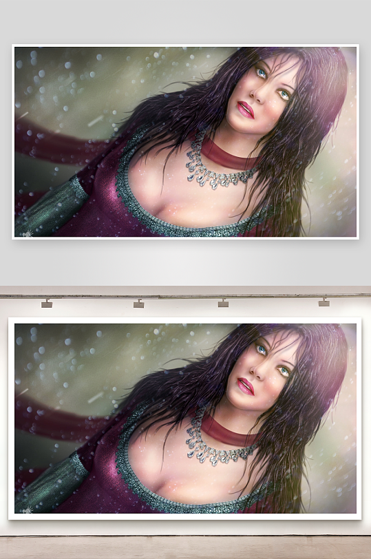 神秘女子雨中凝视-众图网