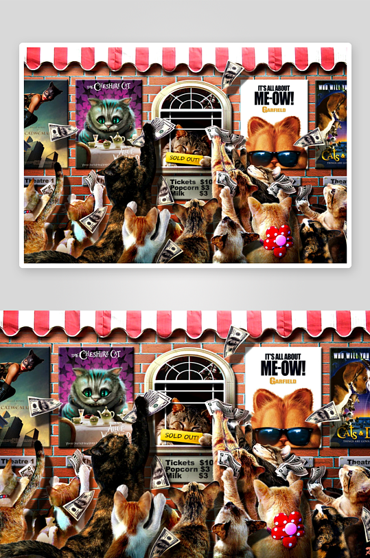 猫咪抢票电影海报墙-众图网