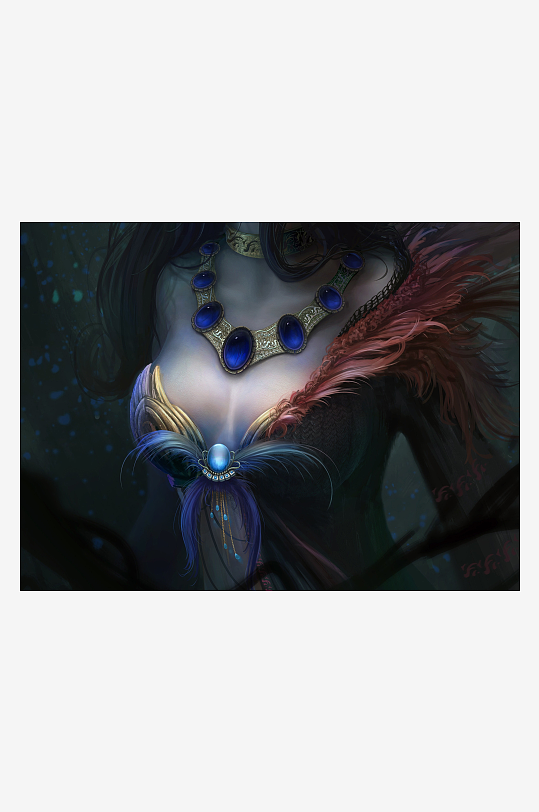 神秘女性佩戴华丽珠宝的艺术肖像-众图网