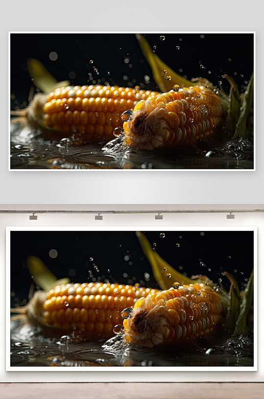 玉米遇水瞬间特写-众图网