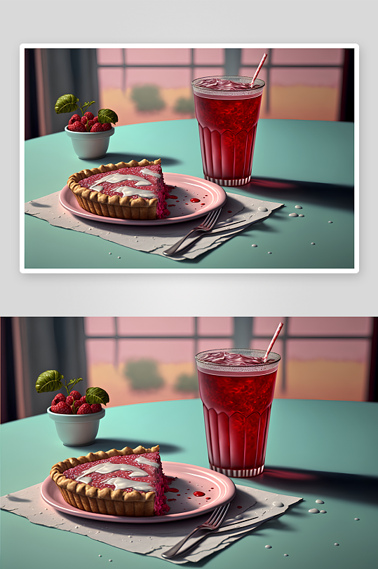 甜点与饮品静物画-众图网