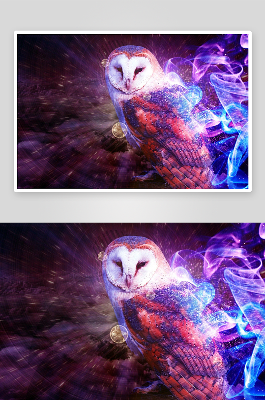 神秘幻彩猫头鹰宇宙背景-众图网