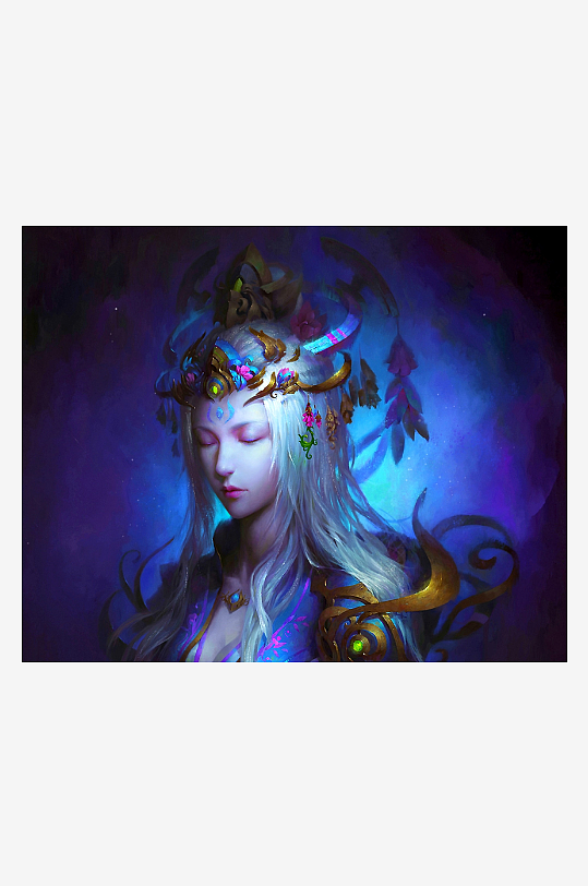 神秘幻想女性头像艺术画-众图网