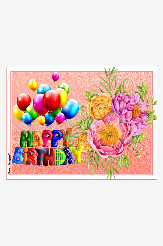 生日祝福卡片气球鲜花-众图网