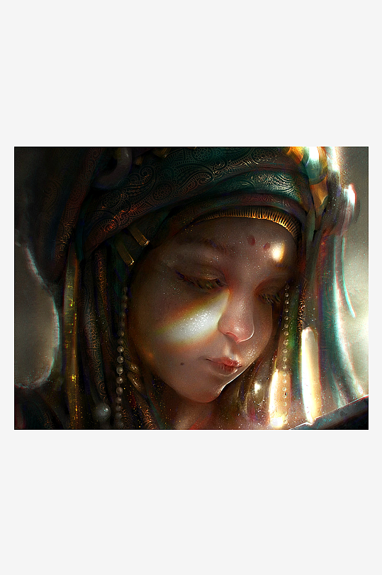 神秘异域女子光影肖像-众图网