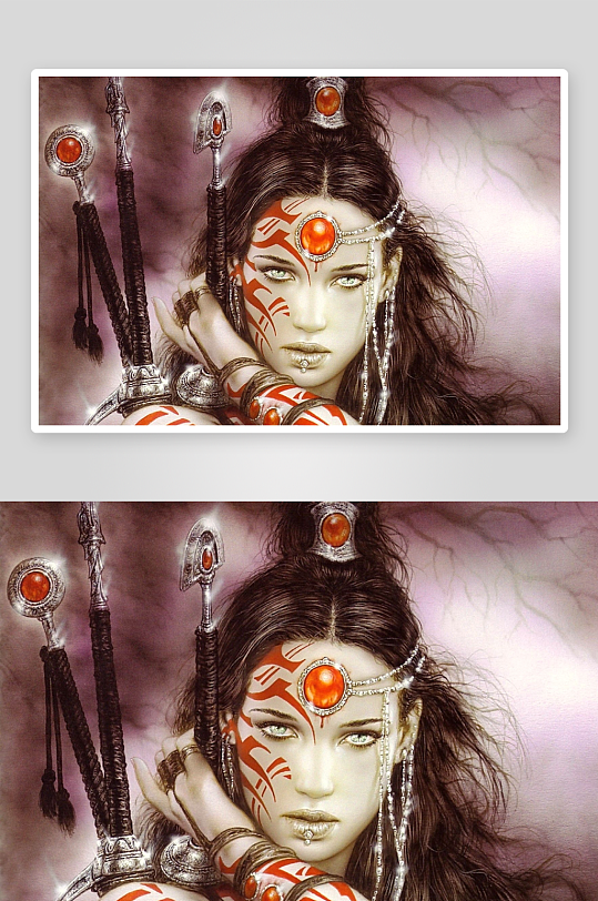 神秘异域女性手持权杖的艺术肖像-众图网