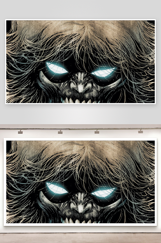 神秘怪兽发光双眼特写-众图网