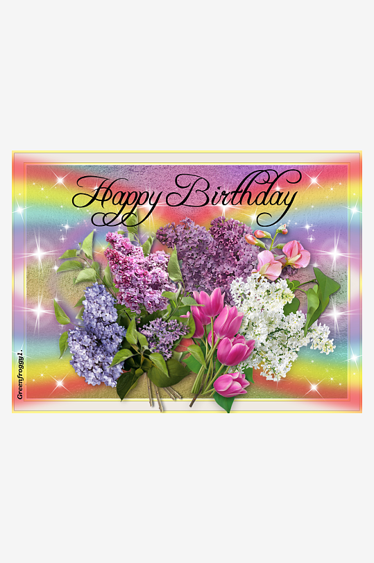 生日祝福花束彩虹背景-众图网