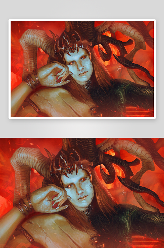 神秘恶魔人物肖像艺术画-众图网
