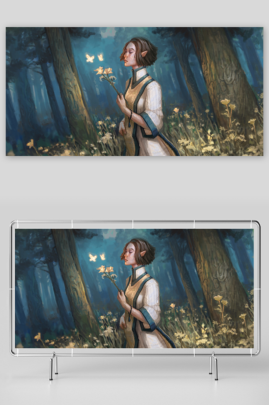 神秘森林中的精灵女子-众图网