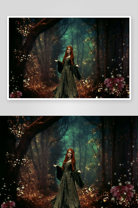 神秘森林中的红发女子-众图网