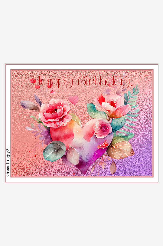 生日贺卡鲜花心形图案-众图网