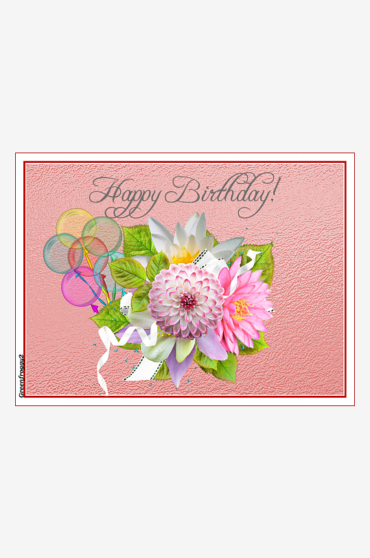 生日贺卡鲜花气球祝福-众图网