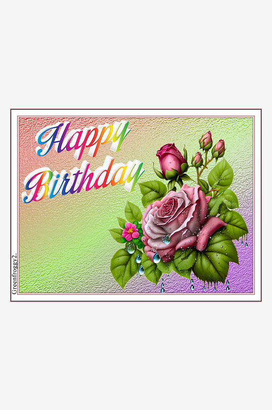 生日贺卡鲜花水滴祝福-众图网