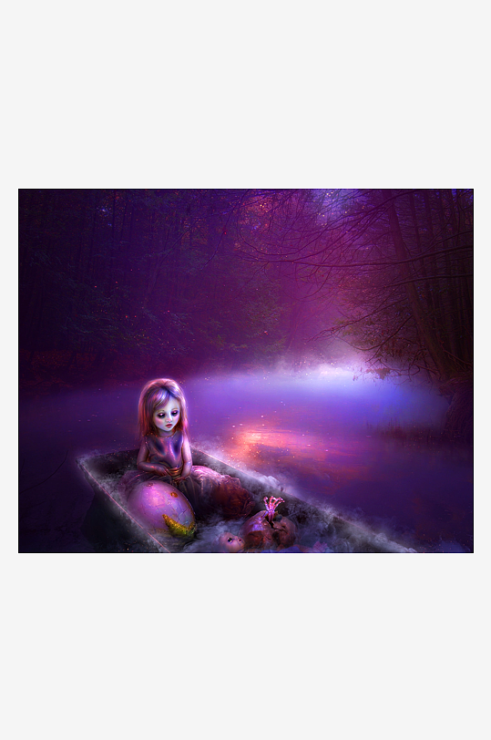 神秘森林中的诡异童女与蛋-众图网