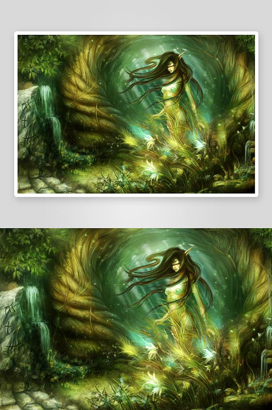 神秘森林中的长发女子-众图网