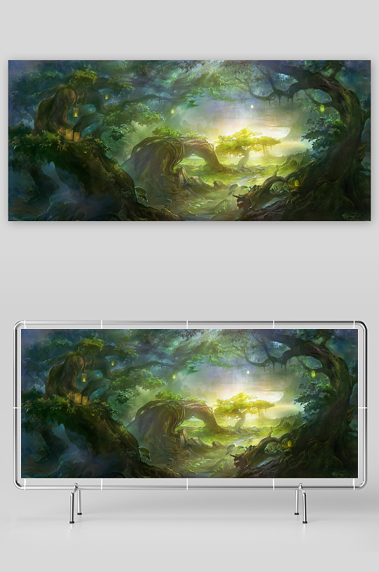 神秘森林光影交错幽静美景-众图网