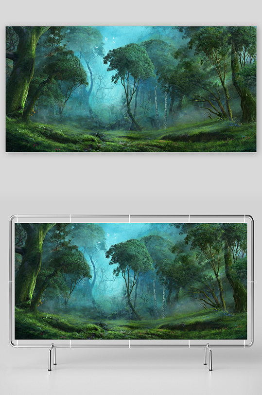 神秘森林晨雾弥漫生机盎然-众图网