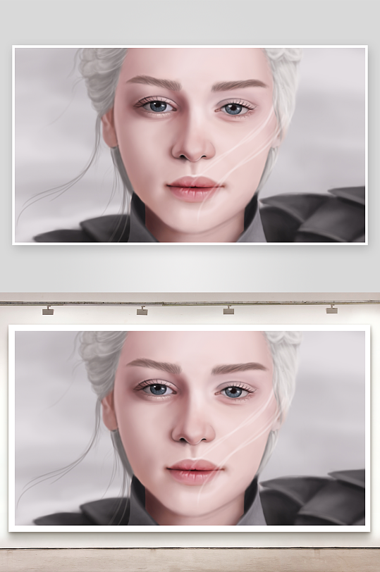 白发蓝眼女性肖像特写-众图网