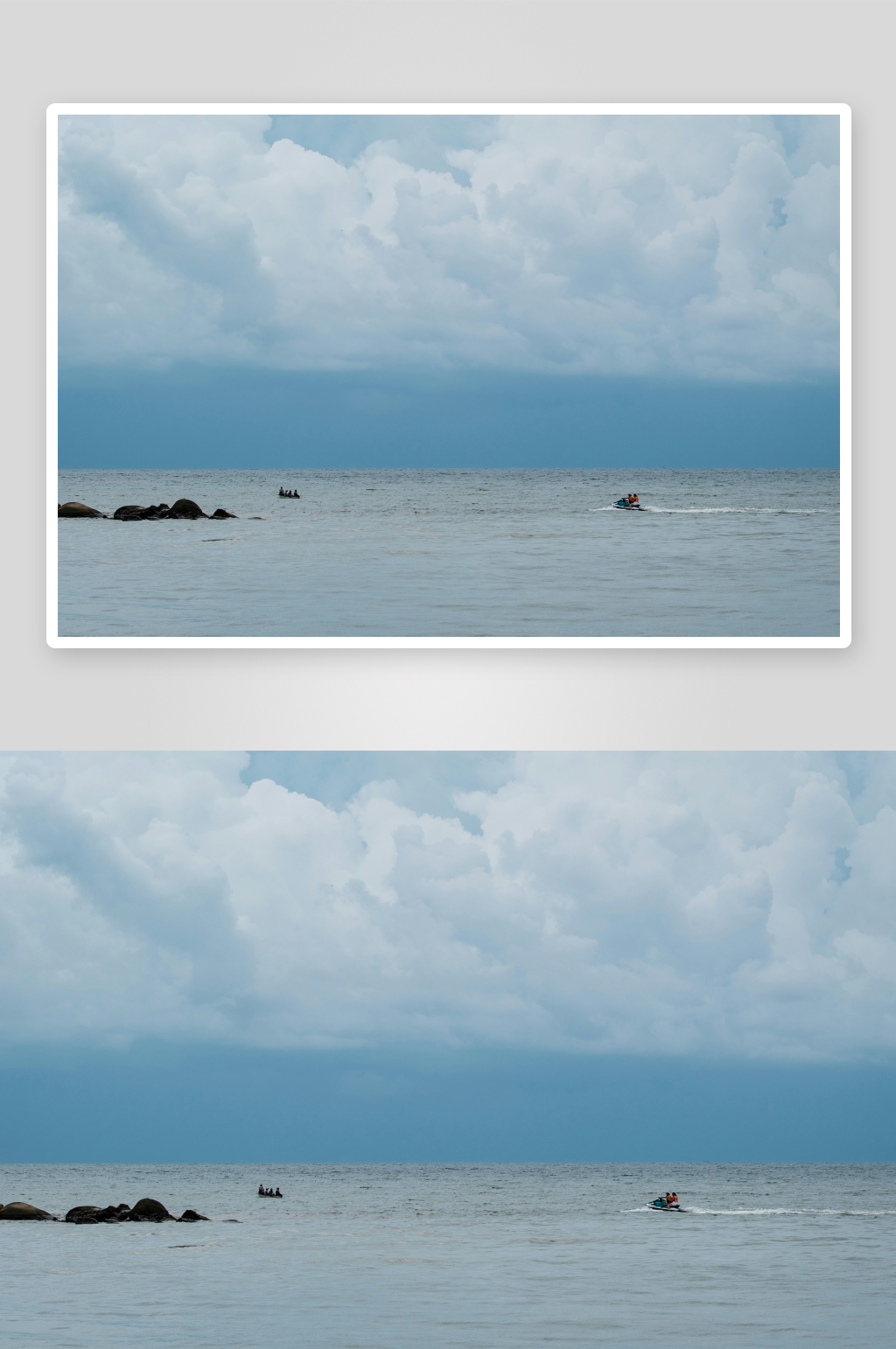 海上船只与云天景色照片素材