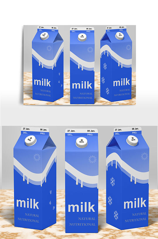 牛奶产品样机展示图 利乐砖样机